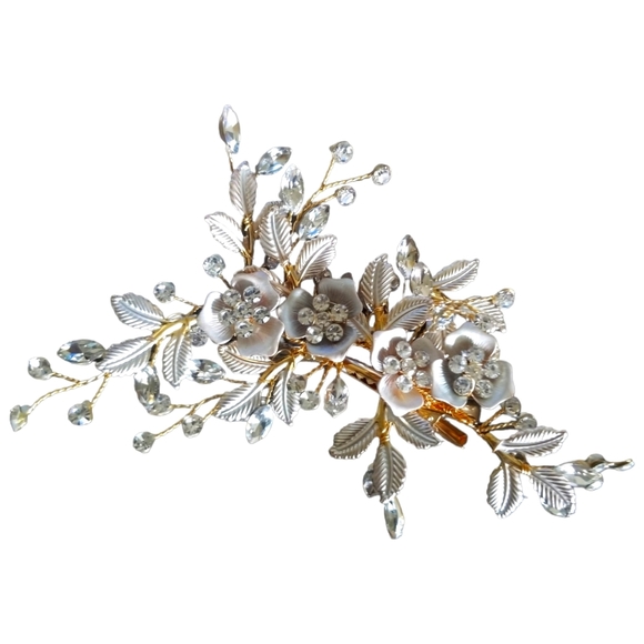 Accessories - NWT Wedding Bridal Hair Clip Rhinestone Hair Accessory Light Rose Gold